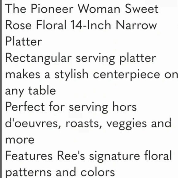 NWT - Pioneer Woman Sweet Rose Floral Platter - Picture 6 of 6